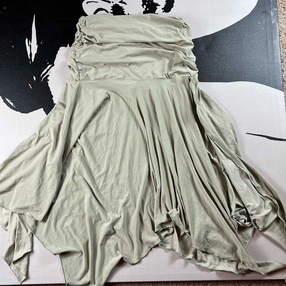 PrettyLittleThing Sage Green Boho Midi Skirt